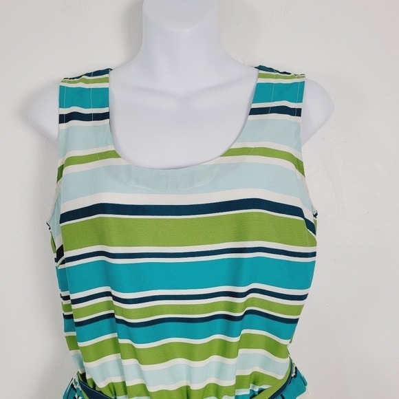 Banana Republic Green Multi-shade Striped Belted‎ Dress Size 6 - Picture 3 of 7